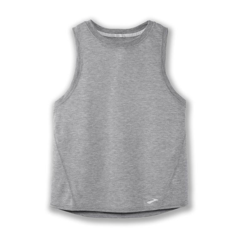 Brooks Women's DISTANCE Running Tank Top - Heather Ash/Grey - Canada (VTFEG-4186)